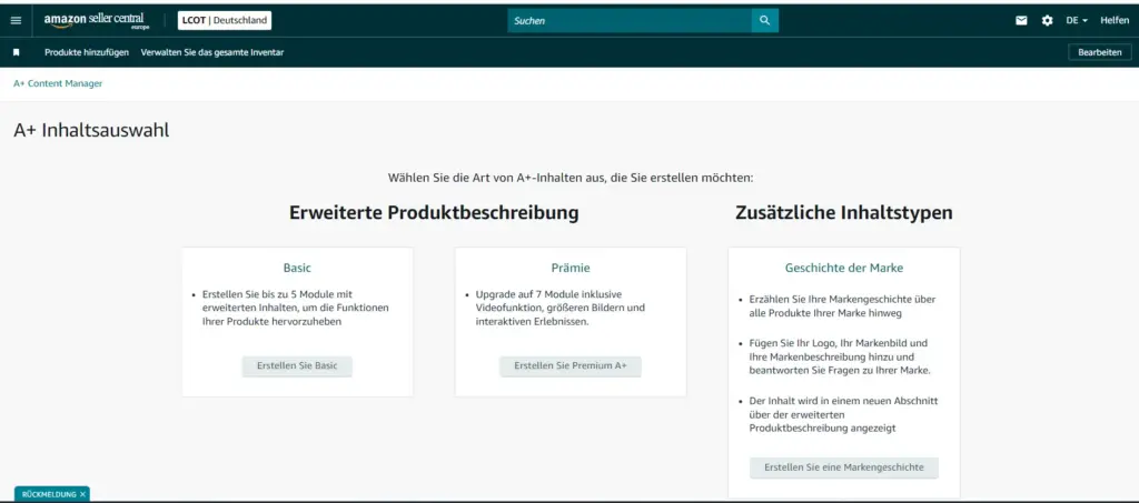 Arten von Amazon A+ Content