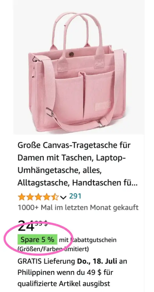Rabatt Badge auf einem Amazon Produktangebot